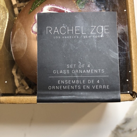 Rachel Zoe pink and gold Handpainted glass  ornaments Christmas holiday (4) NIB - Picture 2 of 5
